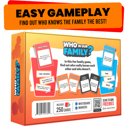 Who Our Family? – Hilarious Family Party Game | Trivia, “Most Likely To” & Head-to-Head Challenges | Fun Family Game Night Card Game for Kids, Teens & Adults